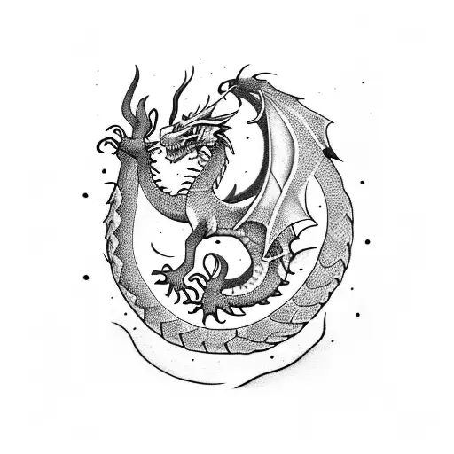 Dragon smoking tobacco pipe tattoo design idea