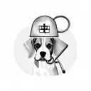 A beagle dog wearing a nurse's hat and holding a stethoscope tattoo design idea
