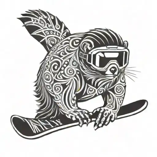 snowboardimg marmot with goggles carving  tattoo design idea