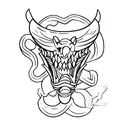 Um corvo negro e uma cobra com dentes afiados. tattoo design idea