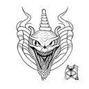 Um corvo negro e uma cobra com dentes afiados. tattoo design idea