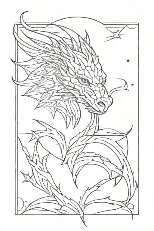 game of thrones dragon face with galaxy tattoo design idea