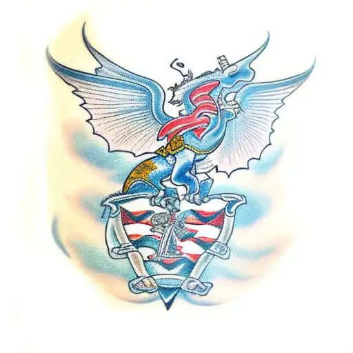 Saint George and dragon sleeve  tattoo design idea