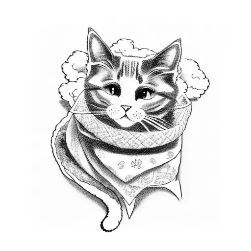 A blackwork tattoo featuring a detailed illustration of a cozy bedroom scene with anime posters on the walls, a cat curled up on the bed, and a nature-themed mural painted on the ceiling. tattoo design idea