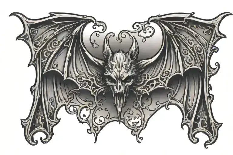 Gothic bat tramp stamp simple outline tattoo design idea