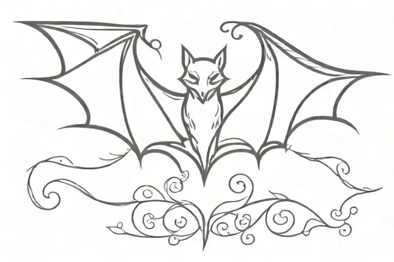 Gothic bat tramp stamp simple outline tattoo design idea