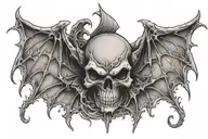 Gothic bat winged skull tattoo design idea