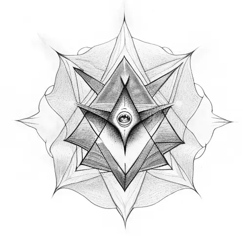merkabah with a tree in the middle tattoo design idea