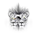 baby gangster with lion behind tattoo design idea