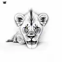 baby gangster with lion behind tattoo design idea