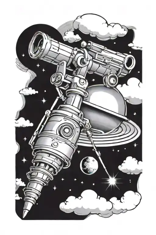 Telescope looking at saturn tattoo design idea