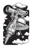 Telescope looking at saturn tattoo design idea