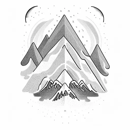 waves, mountains and waterfalls in framless rectangular  tattoo design idea