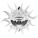 Heart with airplane, wave, sun and letter N tattoo design idea