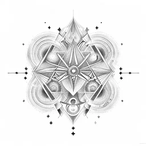 A celestial orchestra playing music notes made of stars tattoo design idea