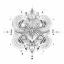 A celestial orchestra playing music notes made of stars tattoo design idea