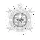 A celestial orchestra playing music notes made of stars tattoo design idea