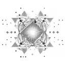 A celestial orchestra playing music notes made of stars tattoo design idea