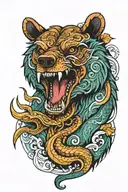 Bear Head Sea Serpent tattoo design idea