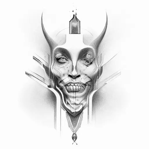 3 faces tattoo design idea