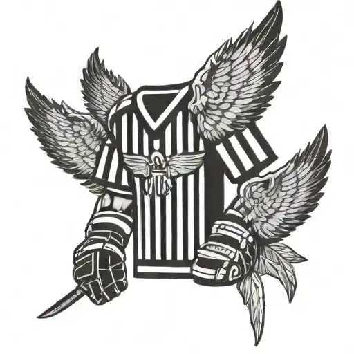hockey referee jersey with wings tattoo design idea
