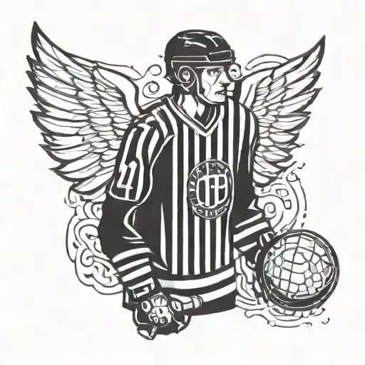 hockey referee jersey with wings tattoo design idea