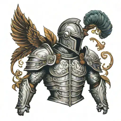 Roman Armour soilder in formal business suit tattoo design idea