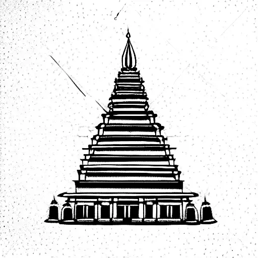 Temple Gopuram symmetrical tattoo design idea