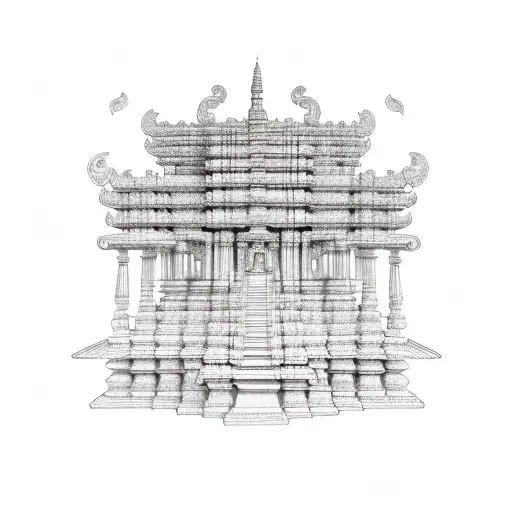Sketch Temple Gopuram Symmetrical Tattoo Idea  BlackInk