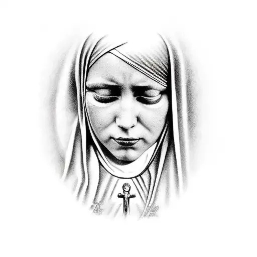 crying virgin mary tattoo design idea