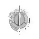 A minimalistic and elegant knife design, with the blade formed by the stem of a rosemary plant, symbolizing your love for cooking and the importance of herbs in your culinary creations. tattoo design idea