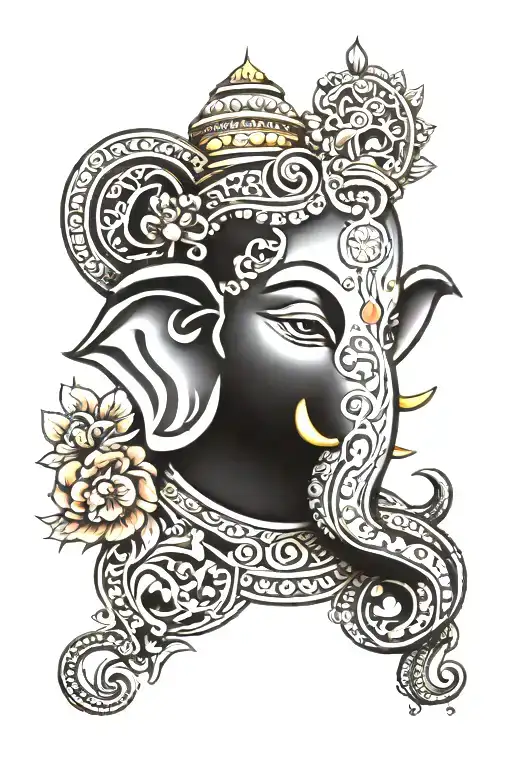 lord ganesha face tattoo design idea