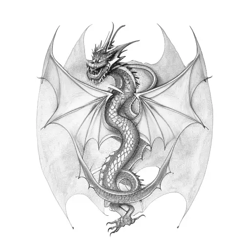 dragon wrapped around a sword tattoo design idea
