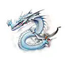 dragon wrapped around a sword tattoo design idea