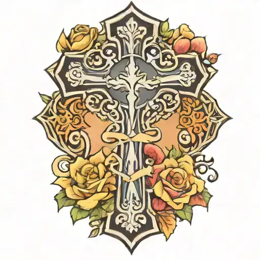 cross with psalms 23 verse tattoo design idea