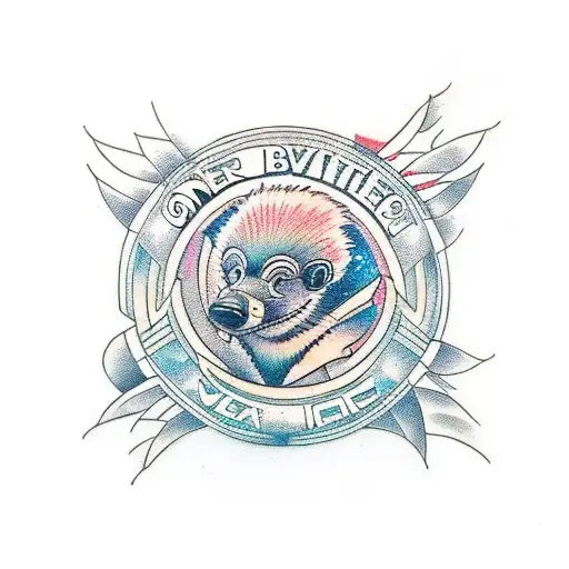 honey badger with polynesia tattoo design idea