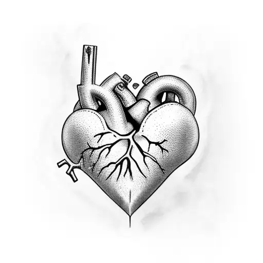 Black and Grey "Heart Ripped Out Of Chest Dripping..." Tattoo Idea BlackInk AI