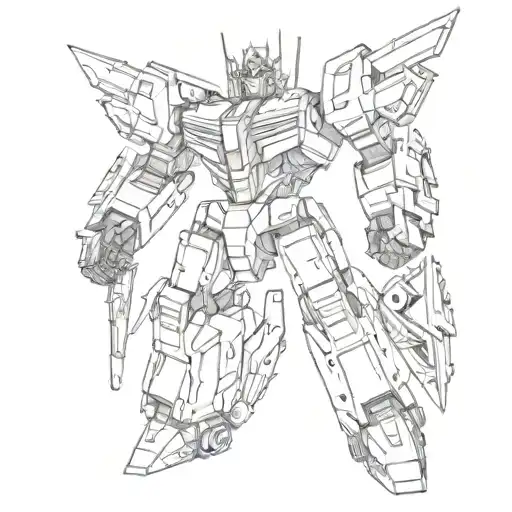 Optimus Prime, Bumblebee, Starscream, Megatron, Jetfire, Black and White, Sketch, Graphics tattoo design idea