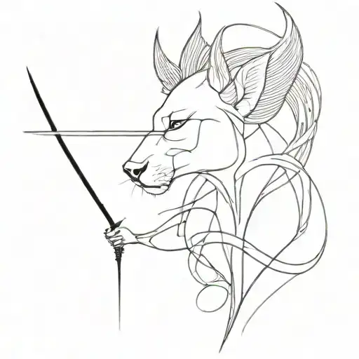 algo místico con una bestia y espadas y unas alas tattoo design idea