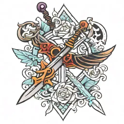 alas y una espada tattoo design idea