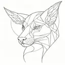 algo místico con una bestia y espadas y unas alas tattoo design idea