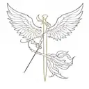 alas de ángel  y una espada tattoo design idea