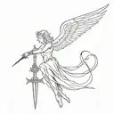 alas de ángel  y una espada tattoo design idea