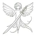 alas de ángel  y una espada tattoo design idea