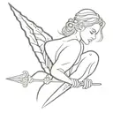 alas de ángel  y una espada tattoo design idea