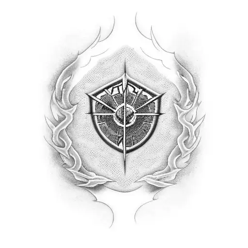 A fusion of blackwork and dotwork tattoo featuring the Corinthians Paulista logo morphing into a rock and roll symbol, like a lightning bolt or skull tattoo design idea