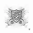 A dynamic and powerful tattoo design featuring the Sport Club Corinthians Paulista logo intertwined with musical elements, such as guitar strings or music notes tattoo design idea