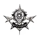 A fusion of blackwork and dotwork tattoo featuring the Corinthians Paulista logo morphing into a rock and roll symbol, like a lightning bolt or skull tattoo design idea