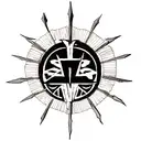 A fusion of blackwork and dotwork tattoo featuring the Corinthians Paulista logo morphing into a rock and roll symbol, like a lightning bolt or skull tattoo design idea