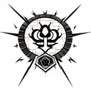 A fusion of blackwork and dotwork tattoo featuring the Corinthians Paulista logo morphing into a rock and roll symbol, like a lightning bolt or skull tattoo design idea